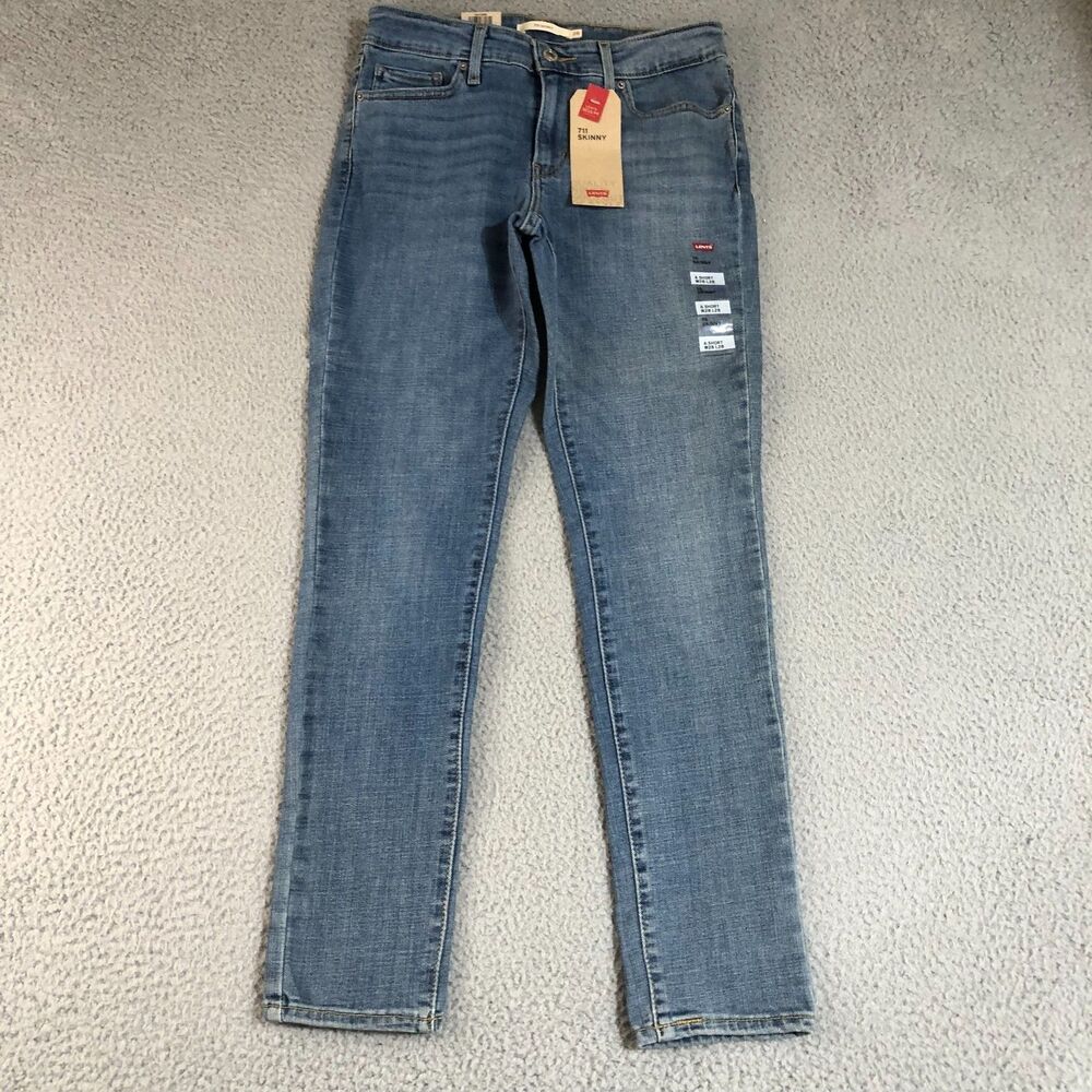 Levi Jeans Women 28x28 Blue 6 Short Preppy Denim 711 Skinny Dark Wash Classic